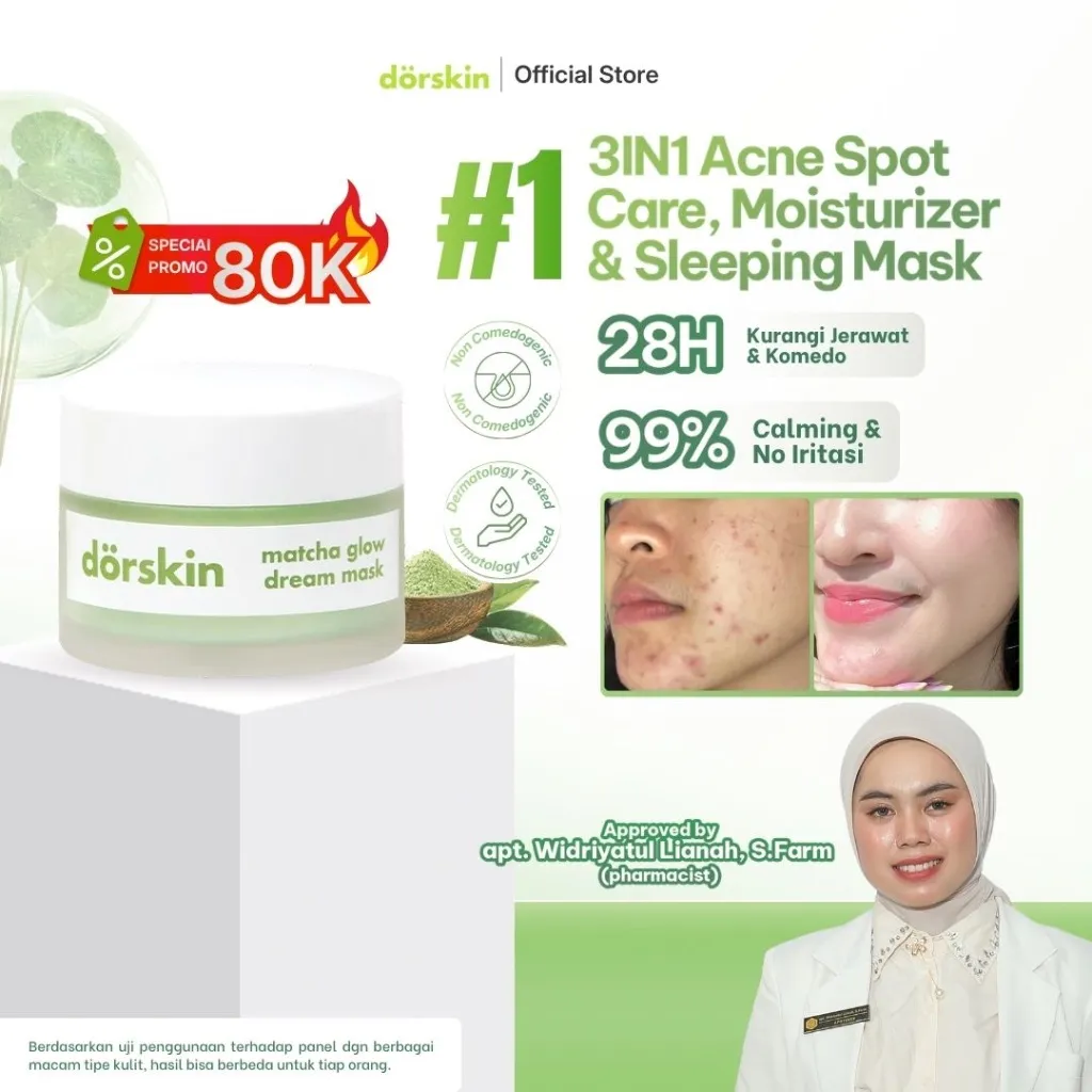Jual Dorskin - Matcha Glow Dream Mask 3in1 Moisturizer & Sl…
