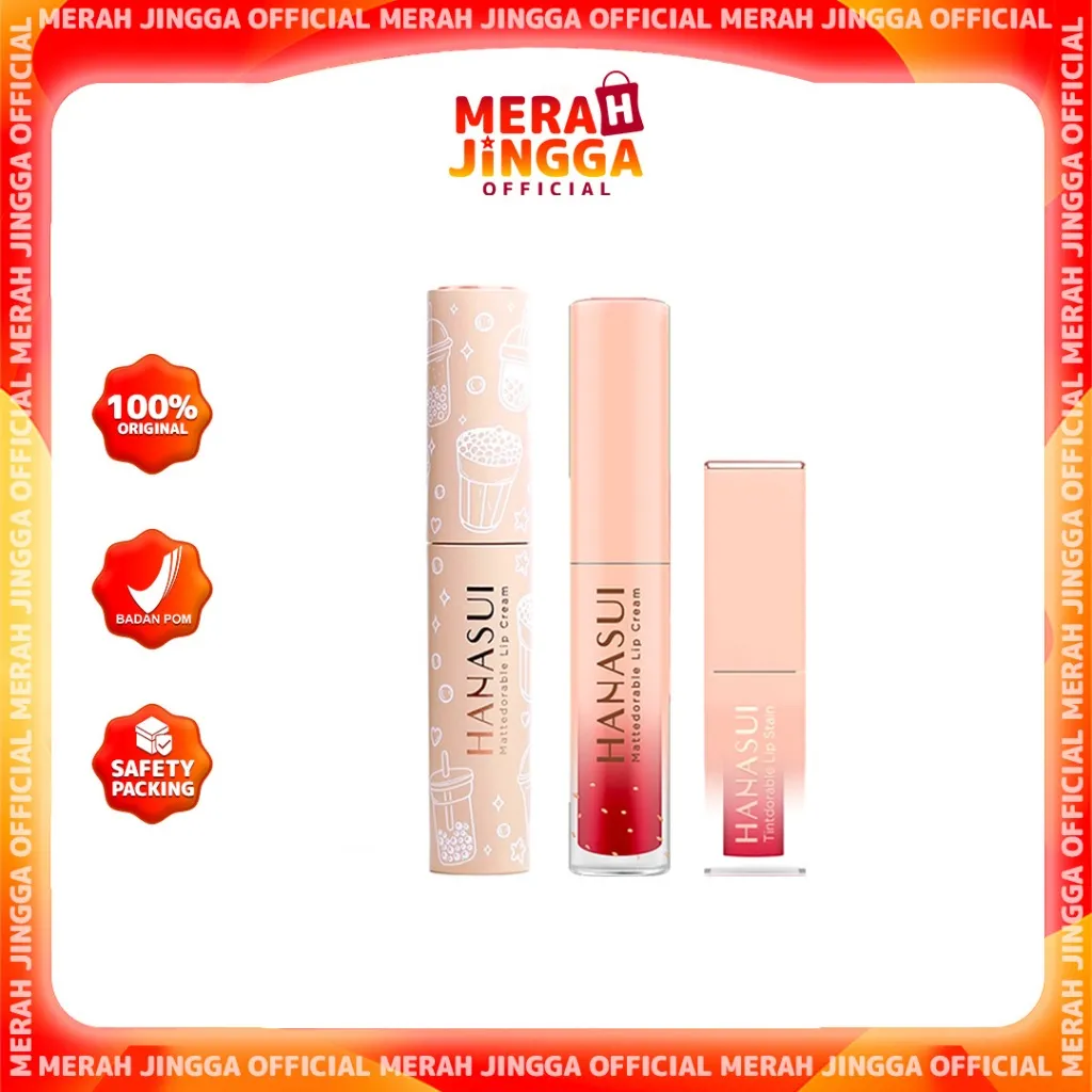 Jual Hanasui Mattedorable Lip Cream | BOBA EDITION | Merah…