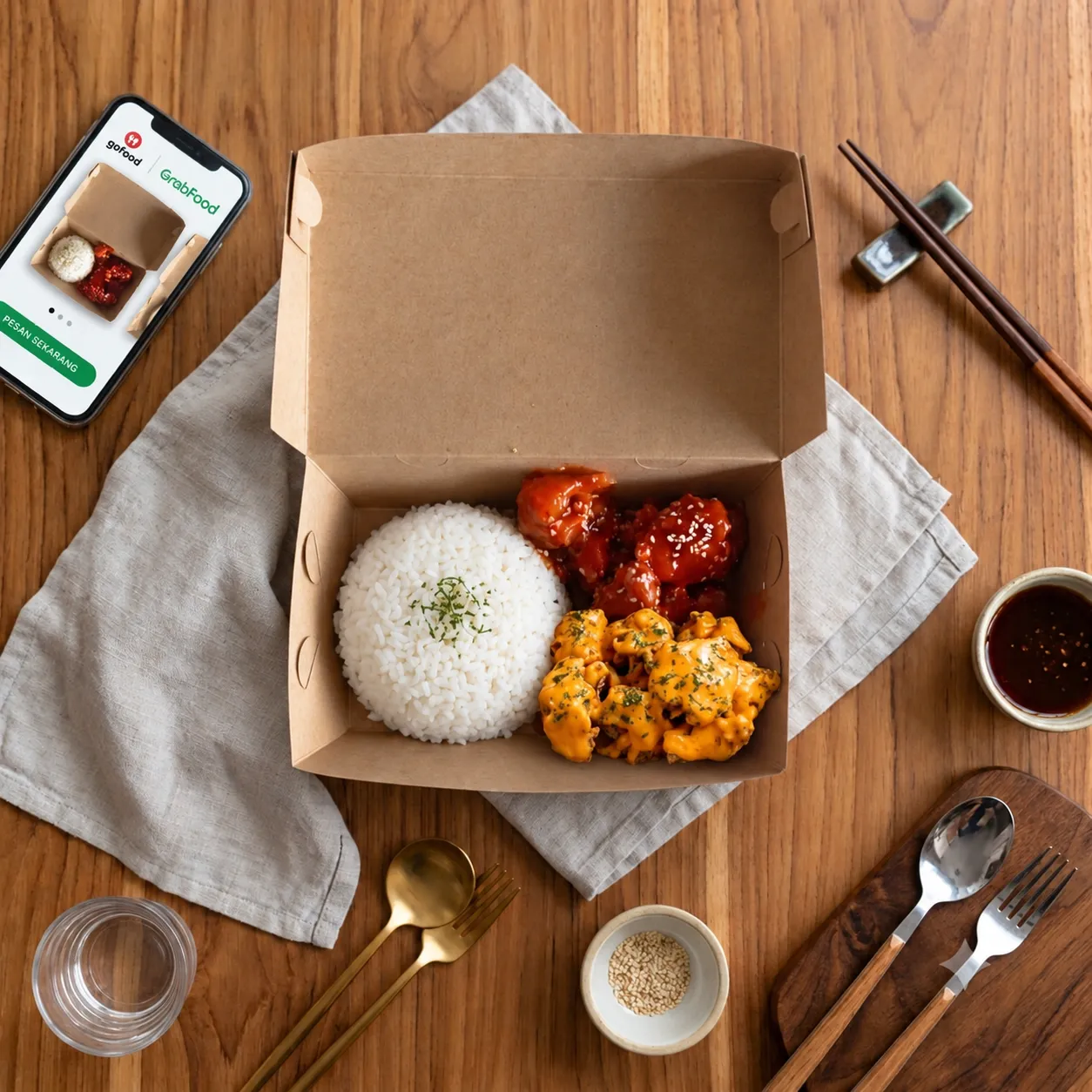 NASI PUTIH AYAM SAUS MIX