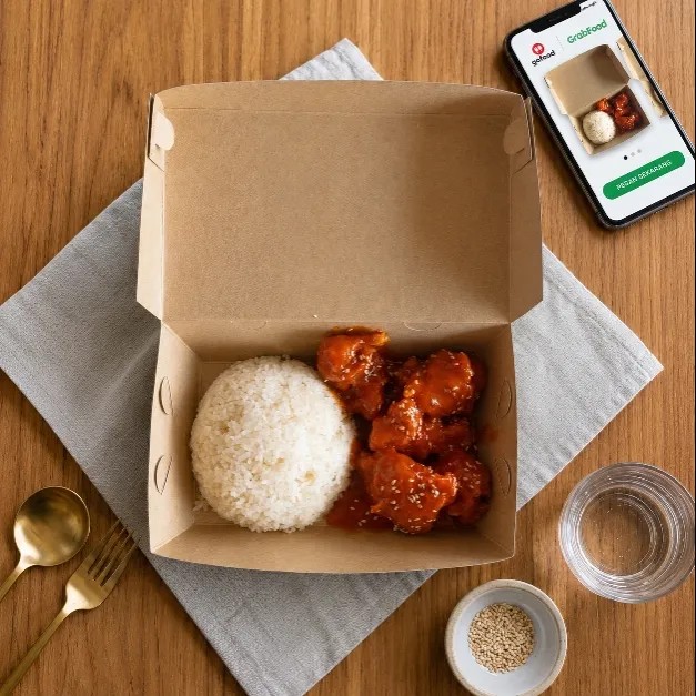 Nasi Putih Ayam Saus Korea Spicy 