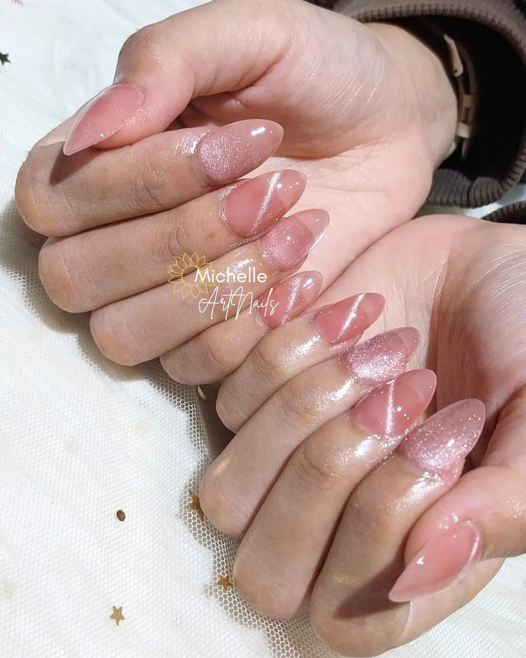 Nail Art Cat Eye With Extention 💘